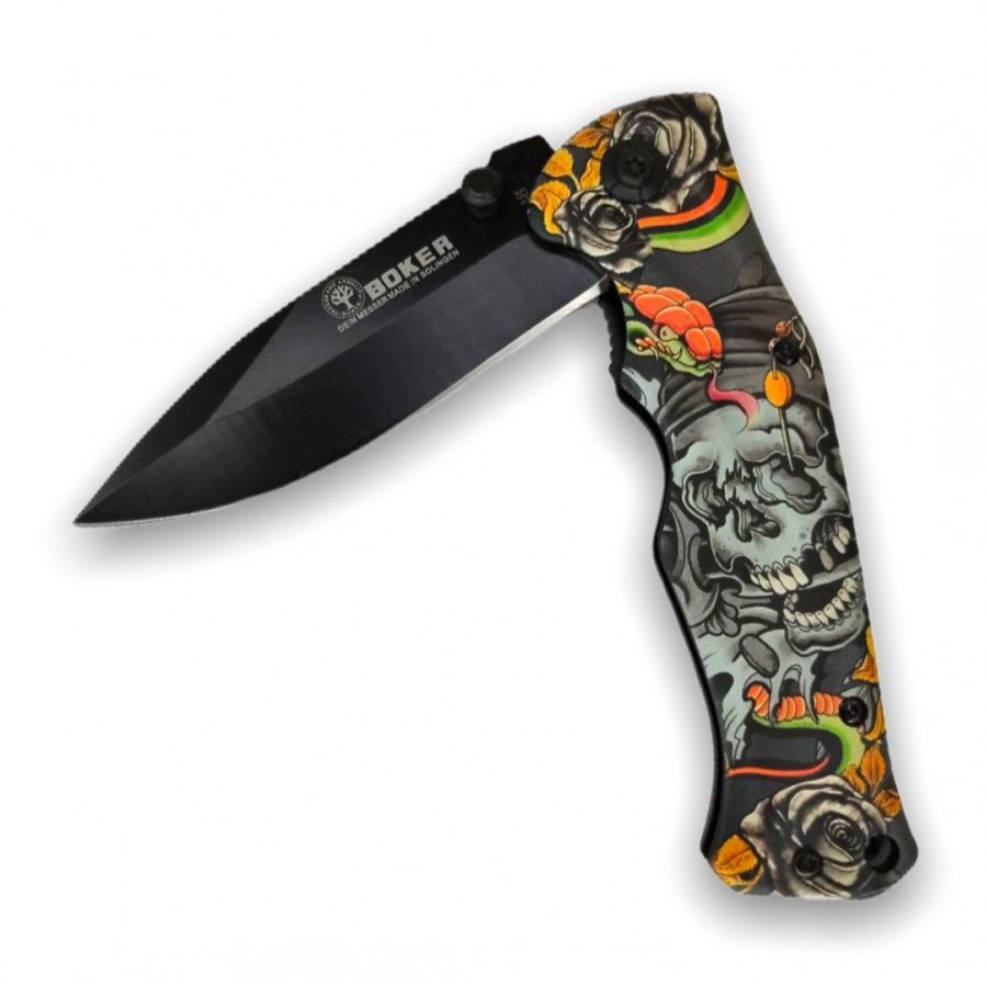 Тактический складной нож Boker B048, череп-1