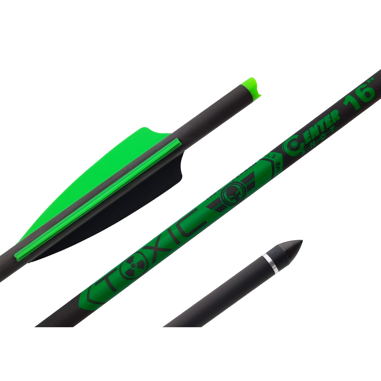 Стрела арбалетная карбоновая Centershot Toxic Carbon 16" Half Moon Nock (Bullet)