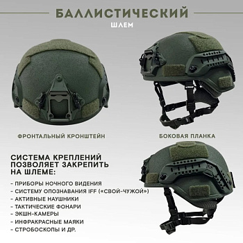 Шлем тактический военный БР2 с ушами