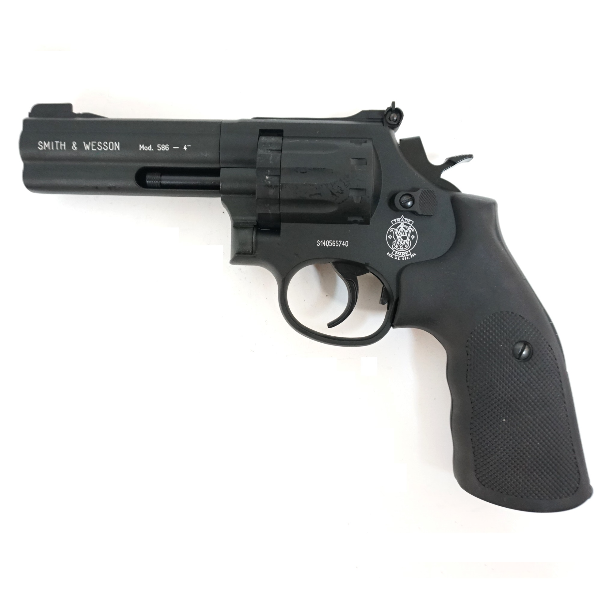 Пневматический револьвер S&W 586-4" (черный с чёрными резиновыми накладками)